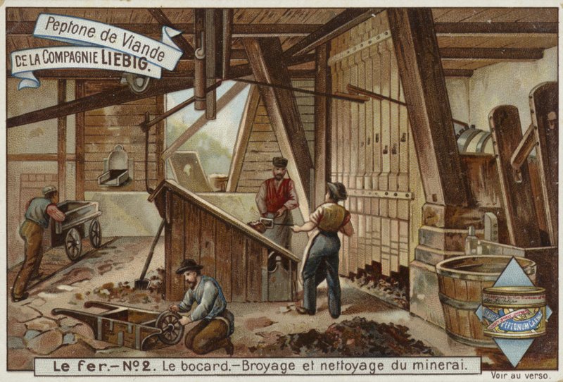 Liebig-kort med järnindustrin av French School