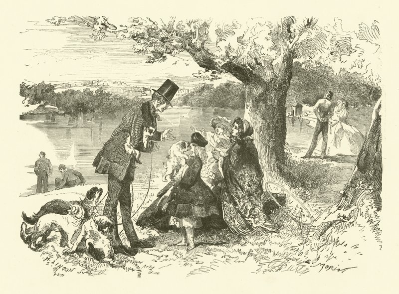 Livet i England: hundförsäljare i Hyde Park (gravyr) av French School