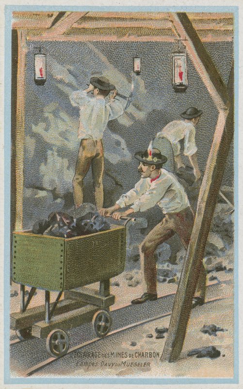Belysning av kolgruvor, Davy-lampor eller Mueseler-lampor av French School