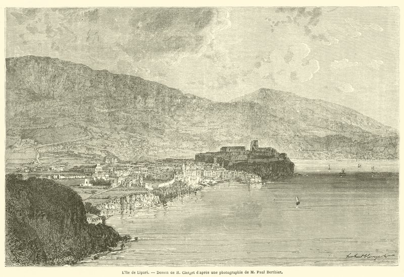 Ön Lipari (gravyr) av French School