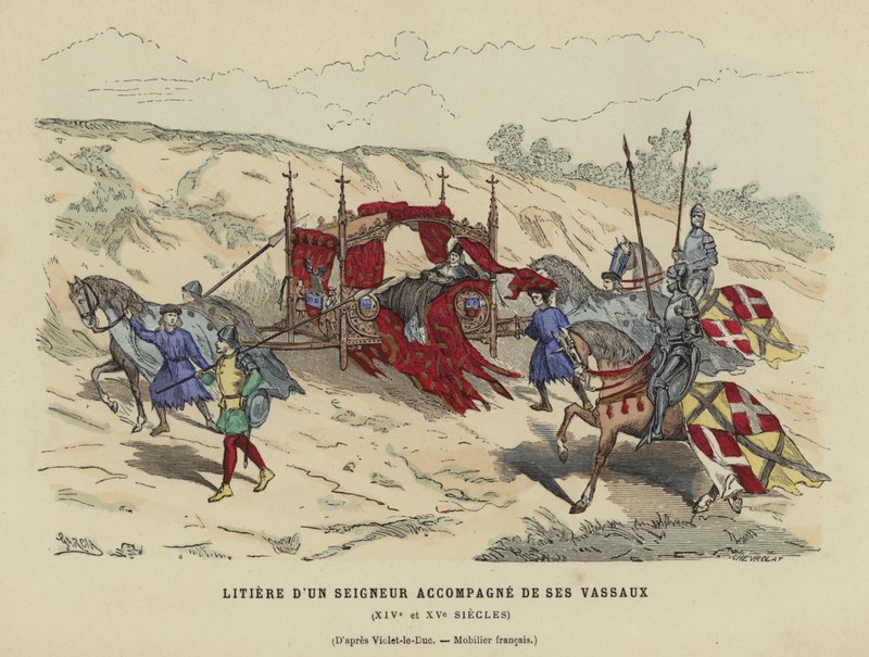 En adelsmans kull åtföljd av hans vasaller, 1300- eller 1400-talet av French School