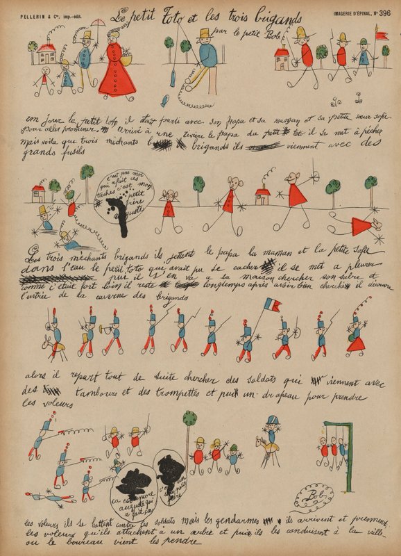 Little Toto and the three brigands (färgad gravyr) av French School
