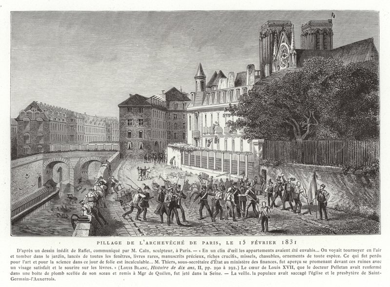 Plundring av ärkebiskopens palats av Paris, 15 februari 1831 av French School