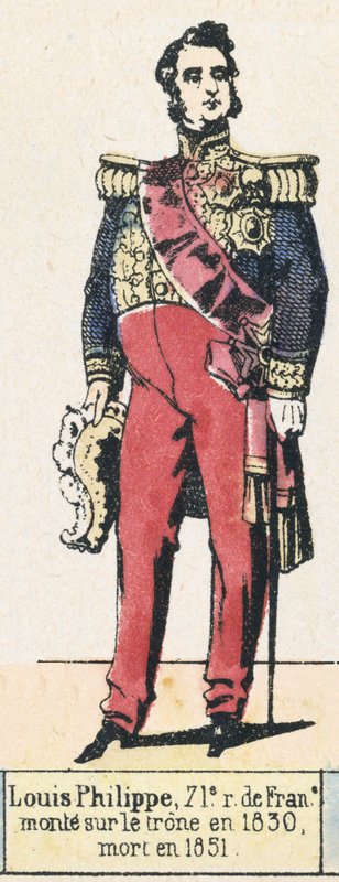 Louis-Philippe, 71:e kungen av Frankrike, besteg tronen 1830, dog 1851 (färgad gravyr) av French School