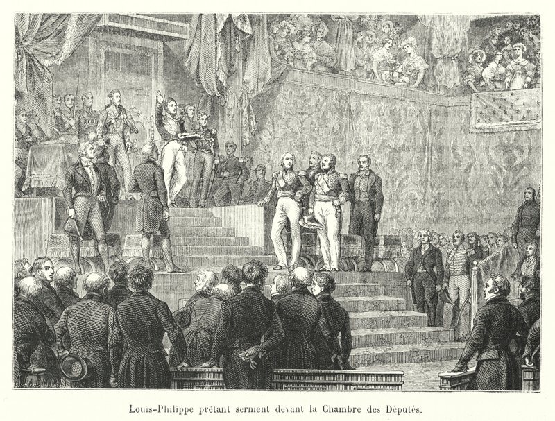 Louis-Philippe avlägger ed inför deputeradekammaren av French School