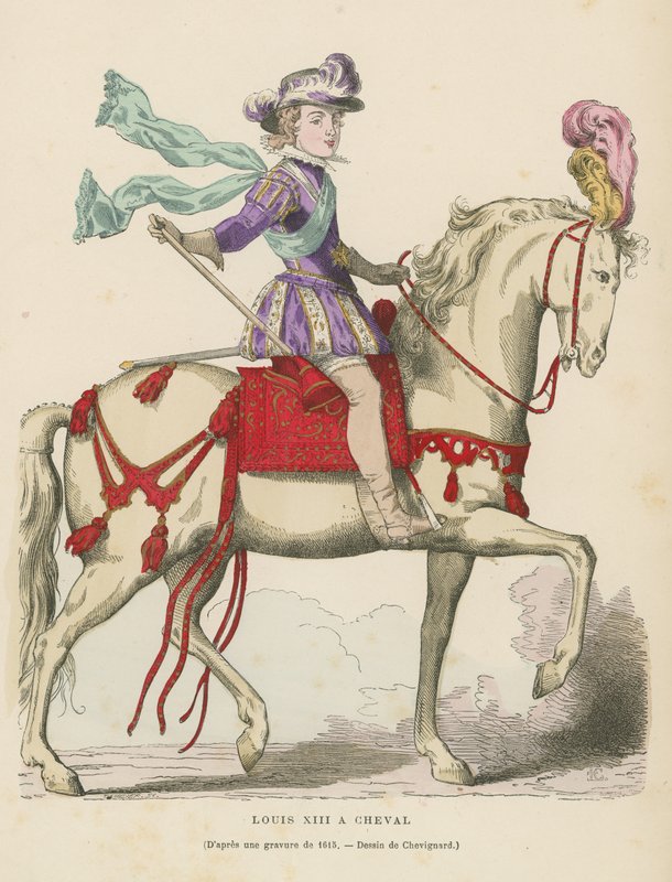 Ludvig XIII av Frankrike till häst av French School