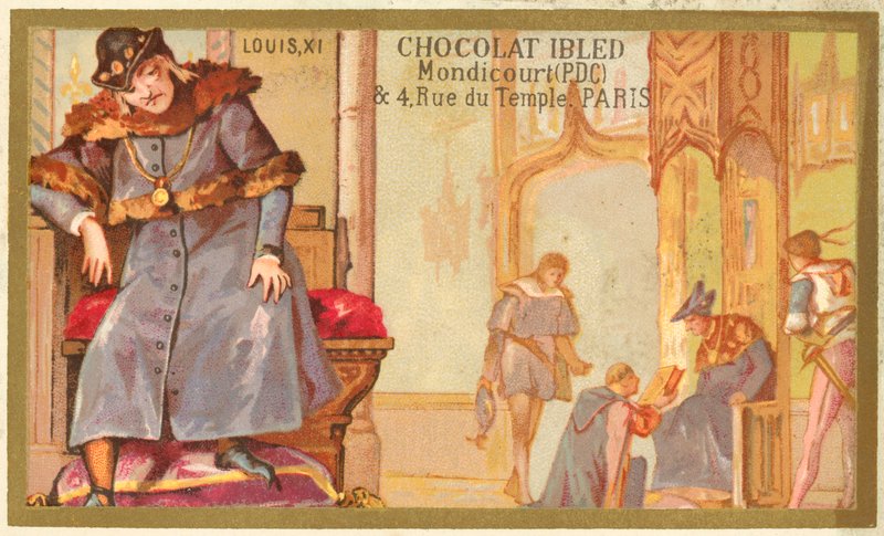 Ludvig XI av Frankrike (chromolitho) av French School