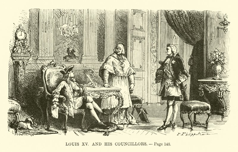 Ludvig XV och hans rådmän av French School