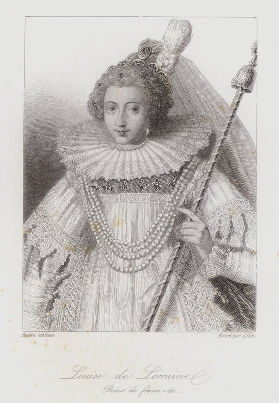 Louise av Lorraine, drottning gemål av Henrik III av Frankrike (gravyr) av French School
