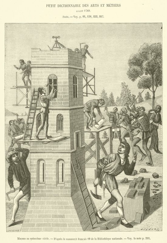Murare på 1400-talet (gravyr) av French School