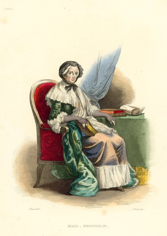 Madame Geoffrin (färgad gravyr) av French School
