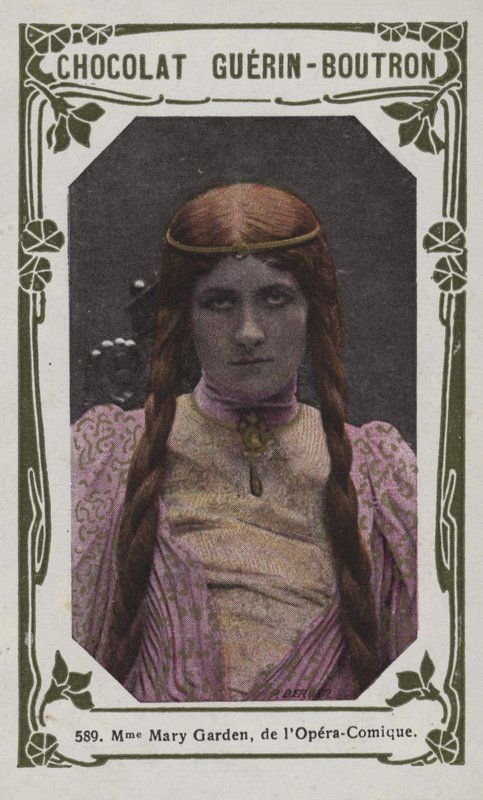 Madame Mary Garden, från Opera-Comique (färgad bild) av French School
