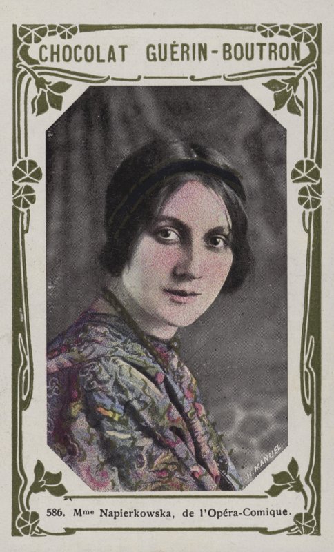 Madame Napierkowska, från Opera-Comique (färgad bild) av French School