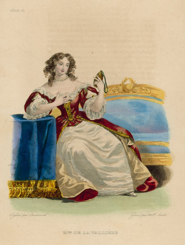 Madame de la Valliere (färgad gravyr) av French School