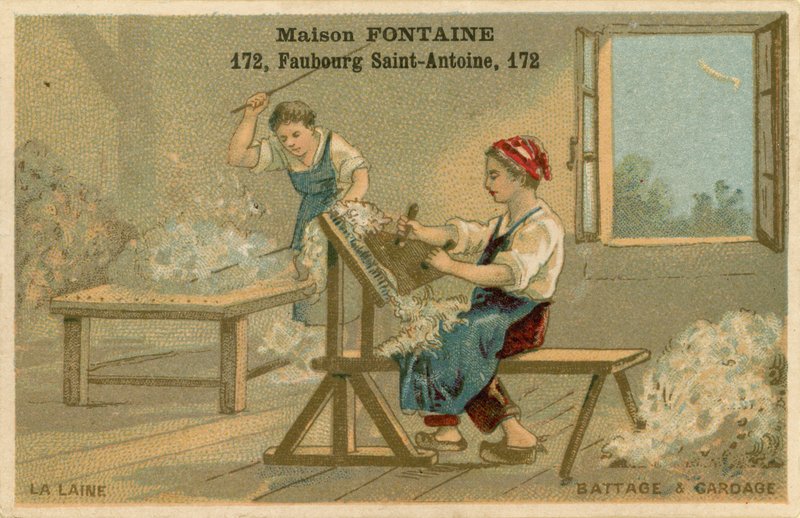 Maison Fontaine byteskort, tröskning och kardning av French School