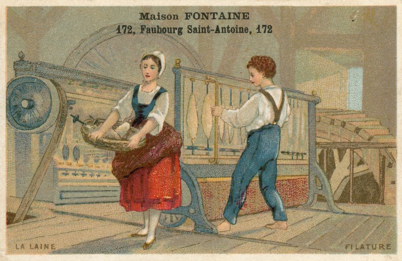 Maison Fontaine byteskort, ullspinning av French School