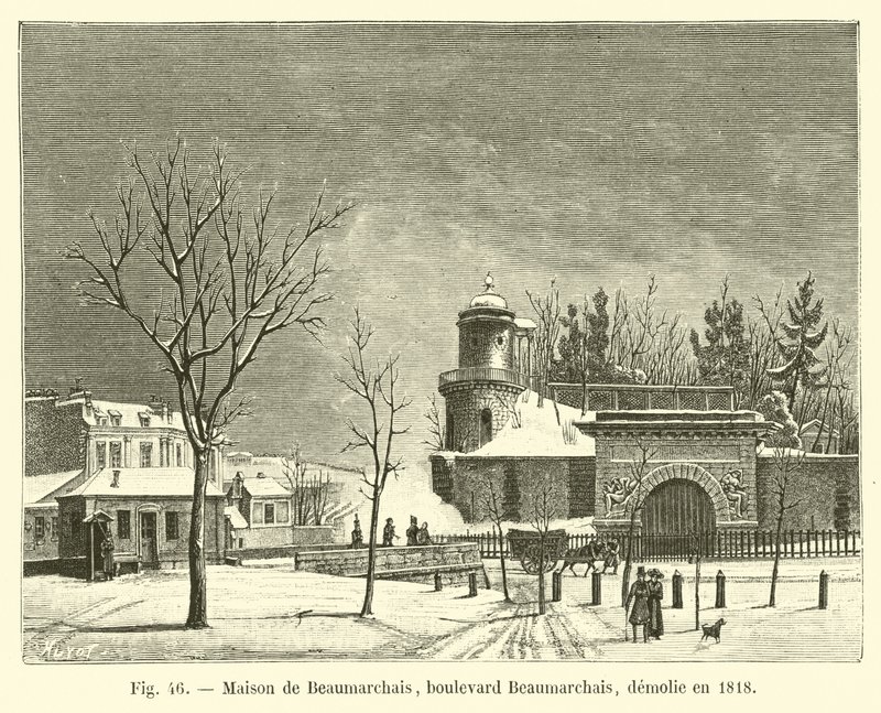 Maison de Beaumarchais, boulevard Beaumarchais, revs 1818 av French School