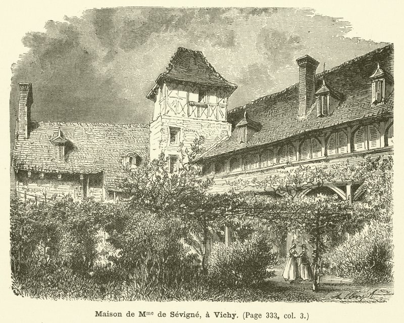 House of Madame de Sevigne, i Vichy (gravyr) av French School