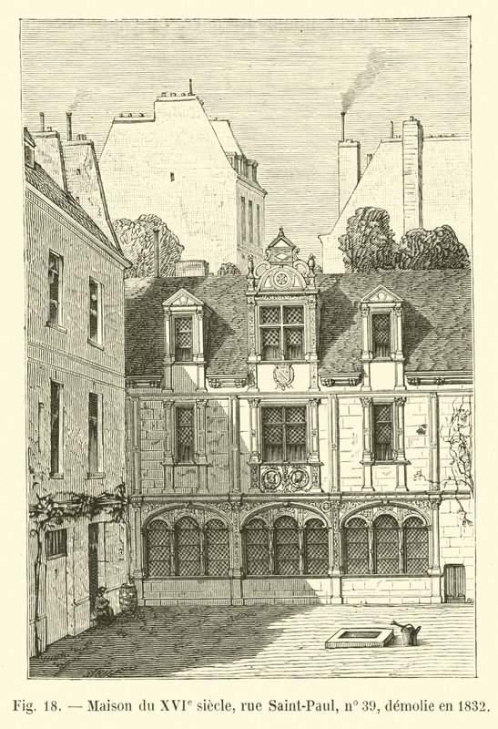 1500-talshus, rue Saint-Paul, nr 39, revet 1832 av French School