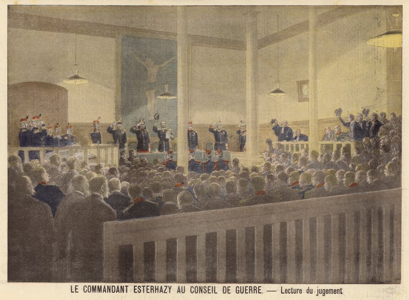 Major Esterhazy inför militärdomstolen av French School