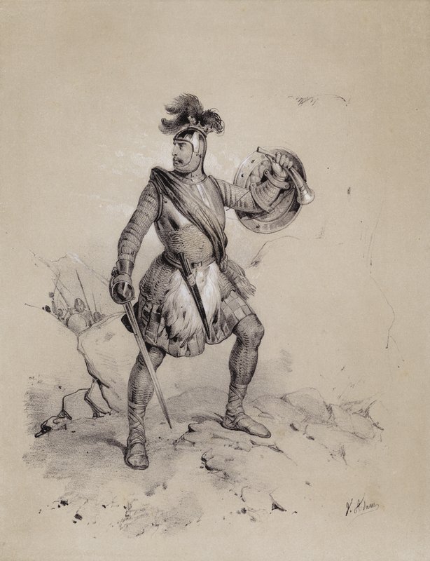 Malcolm I, kung av Skottland, 944 (litho) av French School