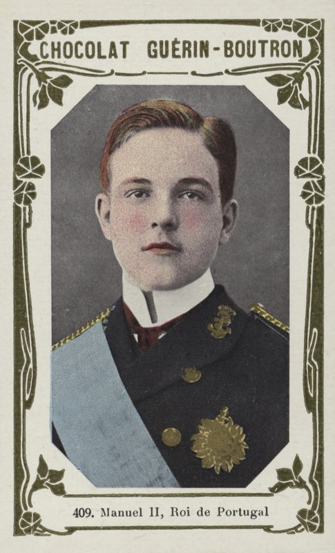 Manuel II, kung av Portugal (färgat foto) av French School