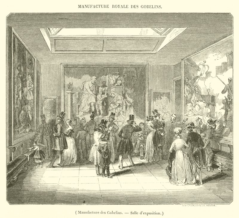 Manufacture des Gobelins, Utställningsrum (gravyr) av French School