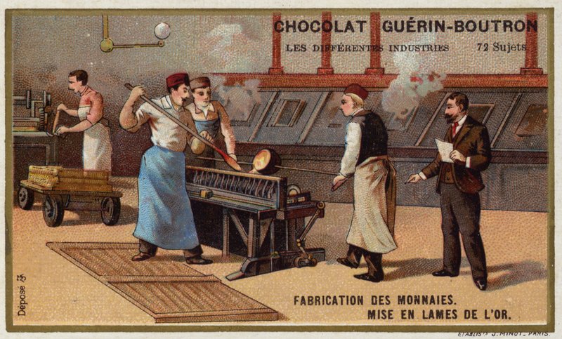 Tillverkar mynt (chromolitho) av French School