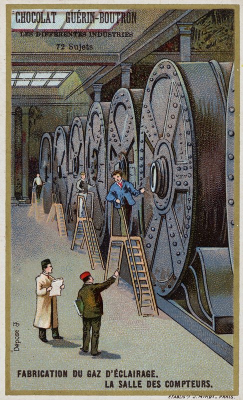 Tillverkar gas för belysning. Mätarhall (chromolitho) av French School