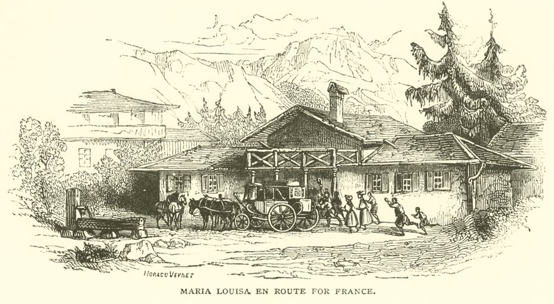 Maria louisa på väg till Frankrike (gravyr) av French School