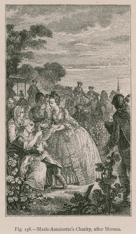 Marie-Antoinettes Charity, efter Moreau av French School