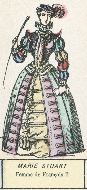 Marie Stuart, fru till Francois II (färgad gravyr) av French School