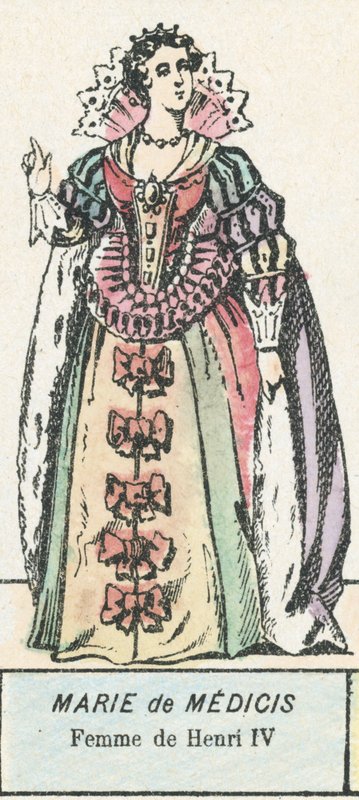 Marie de Medici, fru till Henrik IV (färgad gravyr) av French School