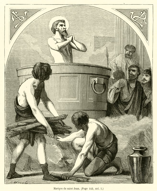 Sankt Johannes martyrskap (gravyr) av French School