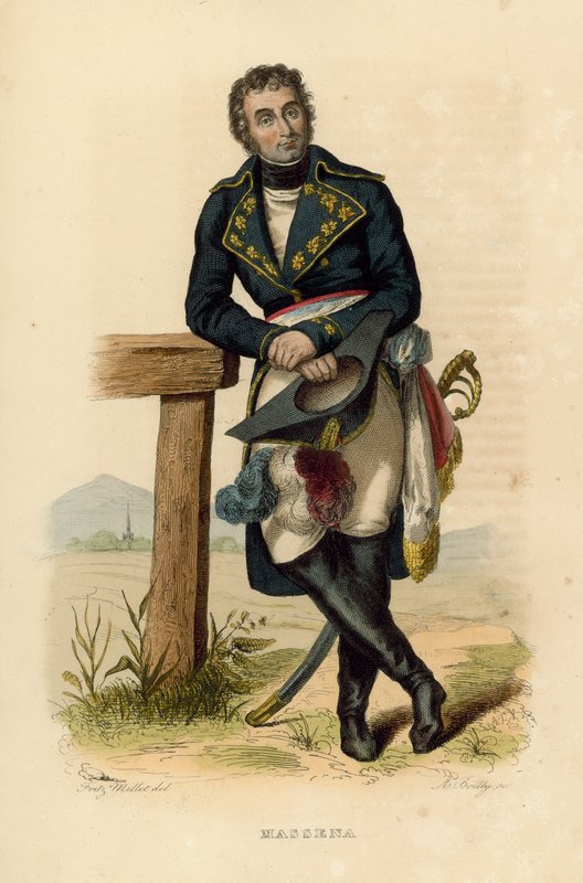 Massena (färgad gravyr) av French School