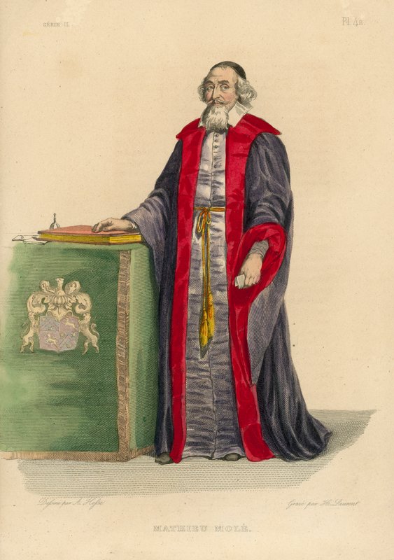 Mathieu Mole (färgad gravyr) av French School