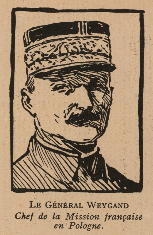 Maxime Weygand, fransk general och medlem av den interallierade missionen som skickades för att stödja den andra polska republiken under det polsk-sovjetiska kriget 1920 (litografi) av French School