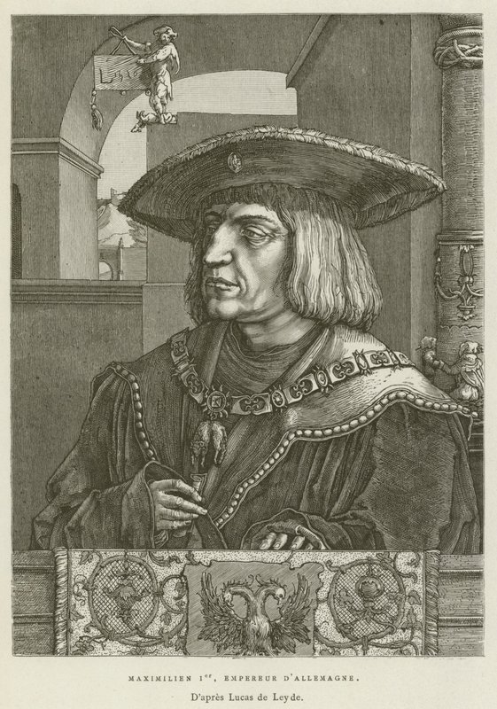 Maximilian I, kejsare av Tyskland (gravyr) av French School