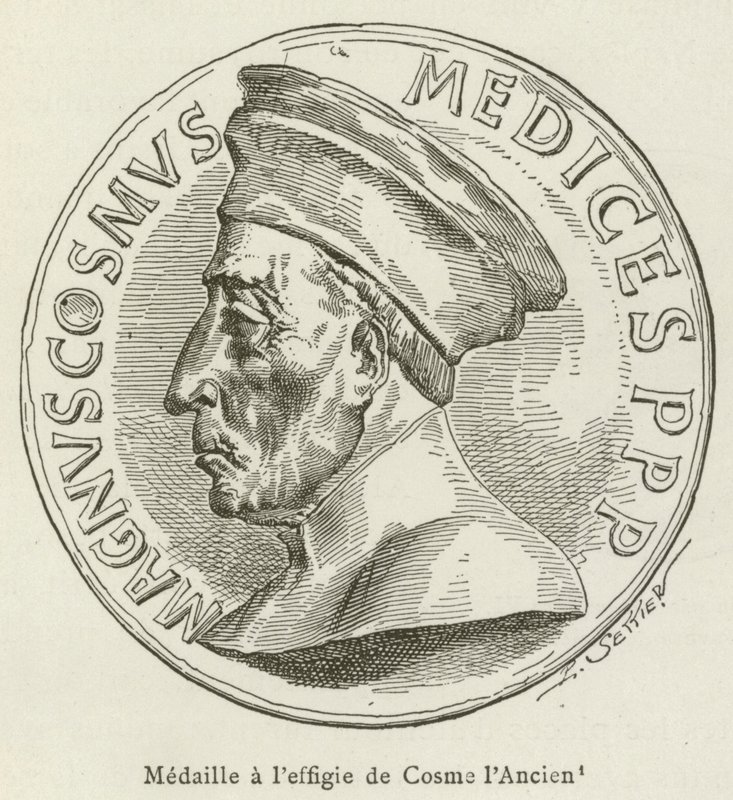 Medalj med bilden av Cosmo den äldre (gravyr) av French School