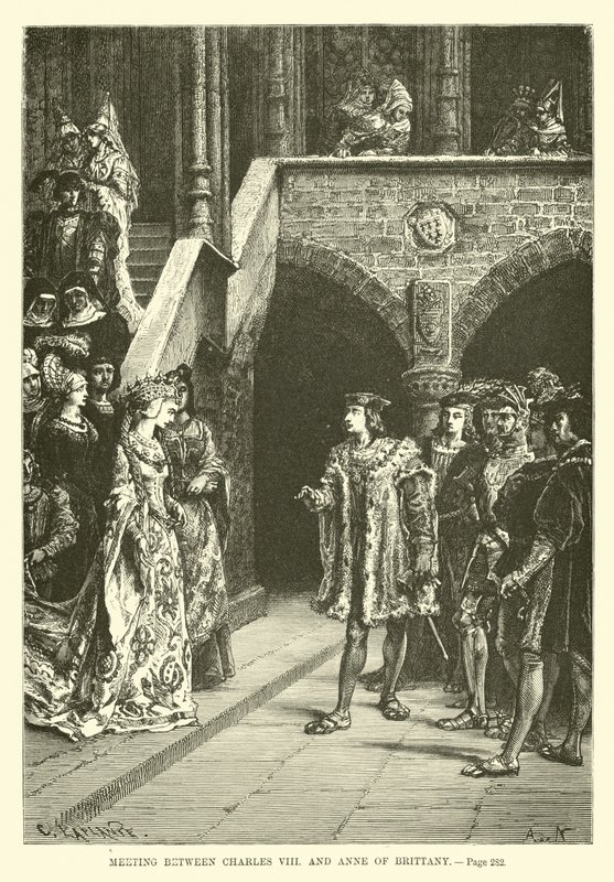 Möte mellan Karl VIII och Anne av Bretagne av French School