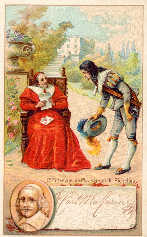 Möte med kardinal Richelieu och Jules Mazarin av French School