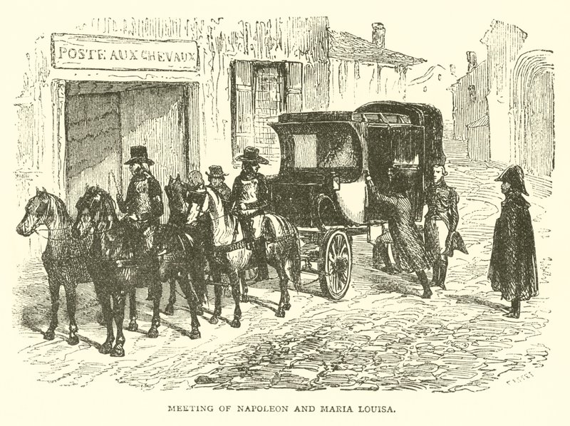 Möte mellan Napoleon och Maria Louisa (gravyr) av French School