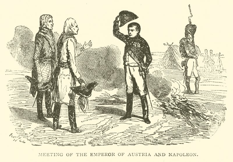 Möte mellan kejsaren av Österrike och Napoleon (gravyr) av French School