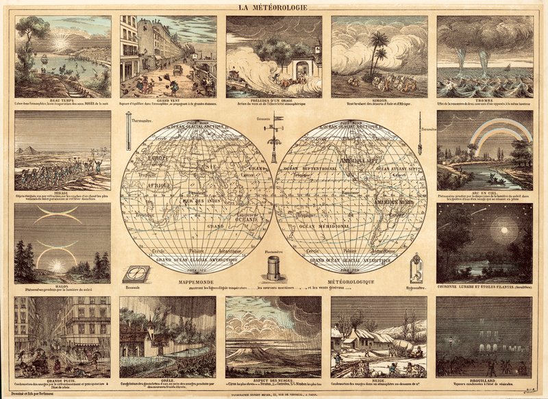 Meteorologi (färglitografi) av French School