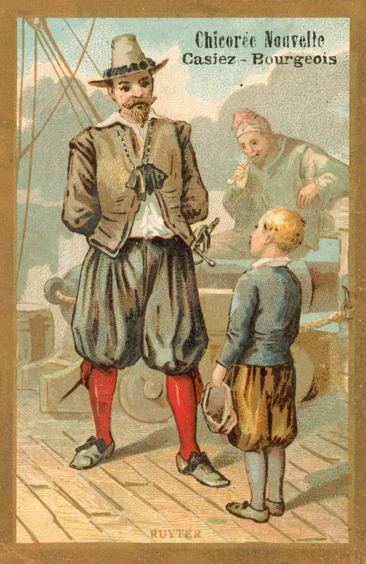 Michiel de Ruyter, holländsk amiral (kromolitografi) av French School