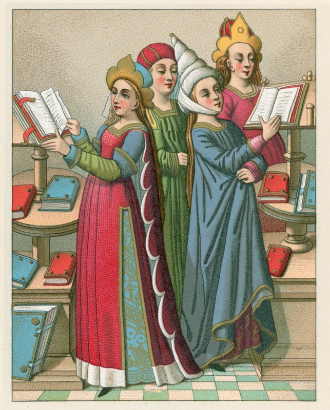 Medeltidsdräkt av French School