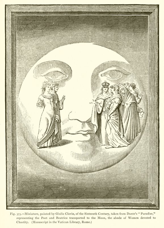 Miniatyr, målad av Giulio Clovio, från 1500-talet, hämtad från Dantes Paradise, av French School