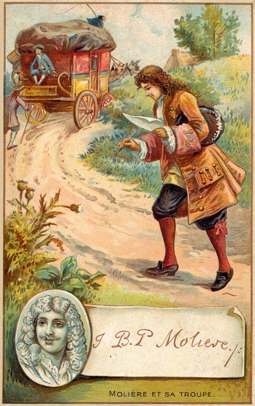 Moliere, fransk dramatiker (chromolitho) av French School