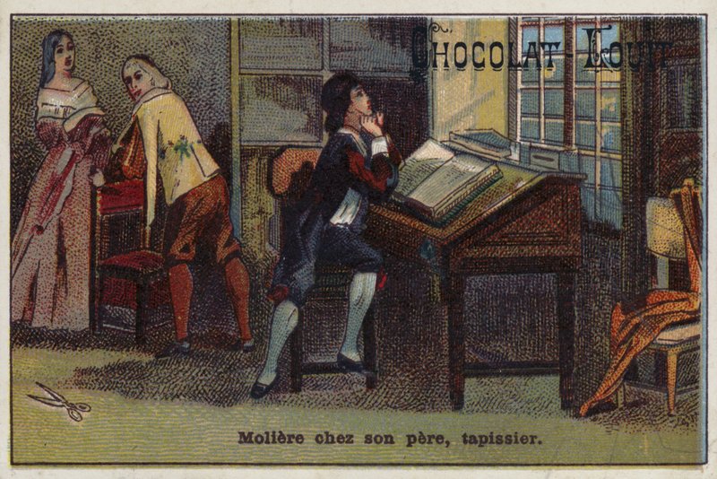 Moliere, fransk dramatiker, i sin fars hus, tapetserare av French School