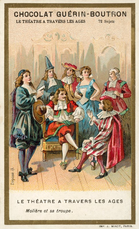 Moliere och hans skådespelare (chromolitho) av French School